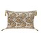 Nassau Collection 20" Beige and Gold Embroidered Decorative Lumbar Throw Pillow